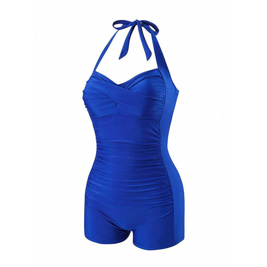 Damen Stilvoller Einteiler Badeanzug mit bindbarem Nackendesign EB