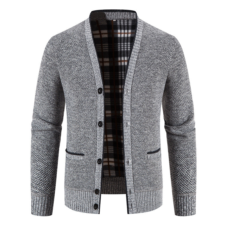 Herren feine Strickjacke mit einzigartigem Rautenmuster EB