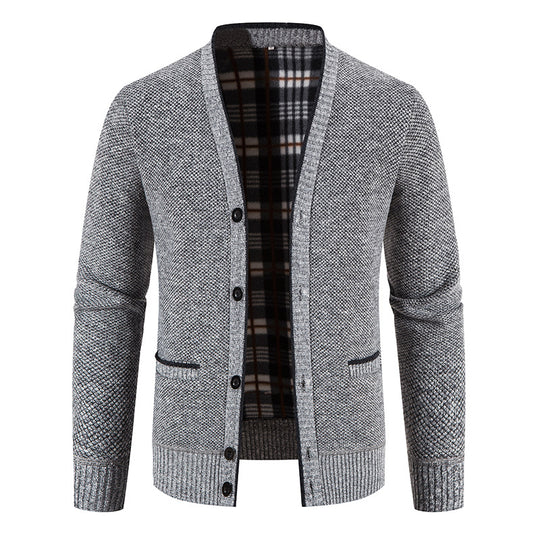 Herren feine Strickjacke mit einzigartigem Rautenmuster EB
