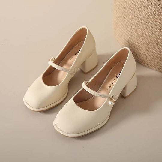 Damen Mary Jane Pumps mit Blockabsatz und Schmuckdetail EB