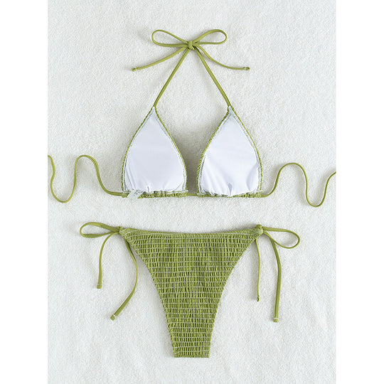 Damen Triangel-Bikini mit raffinierten Knüpfdetails und strukturierter Oberfläche EB