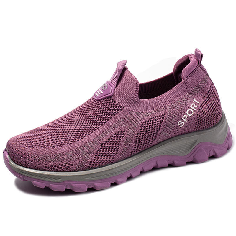 Damen Sportliche Slip-On Sneakers mit atmungsaktiver Mesh-Oberfläche und rutschfester Sohle EB