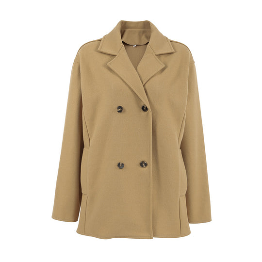 Damen Modischer Wool-Blend Blazer mit doppelter Knopfleiste EB