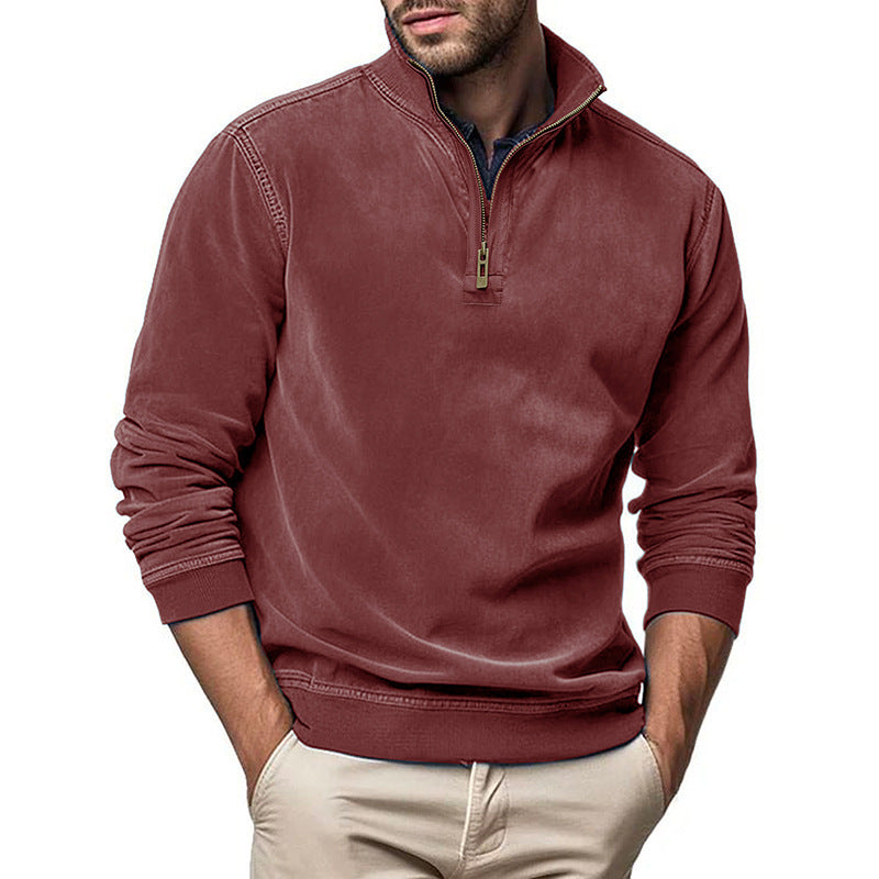 Herren Halbzip Sweatshirt mit Stehkragen und Rippbündchen EB