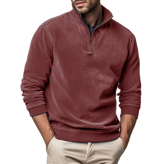 Herren Halbzip Sweatshirt mit Stehkragen und Rippbündchen EB