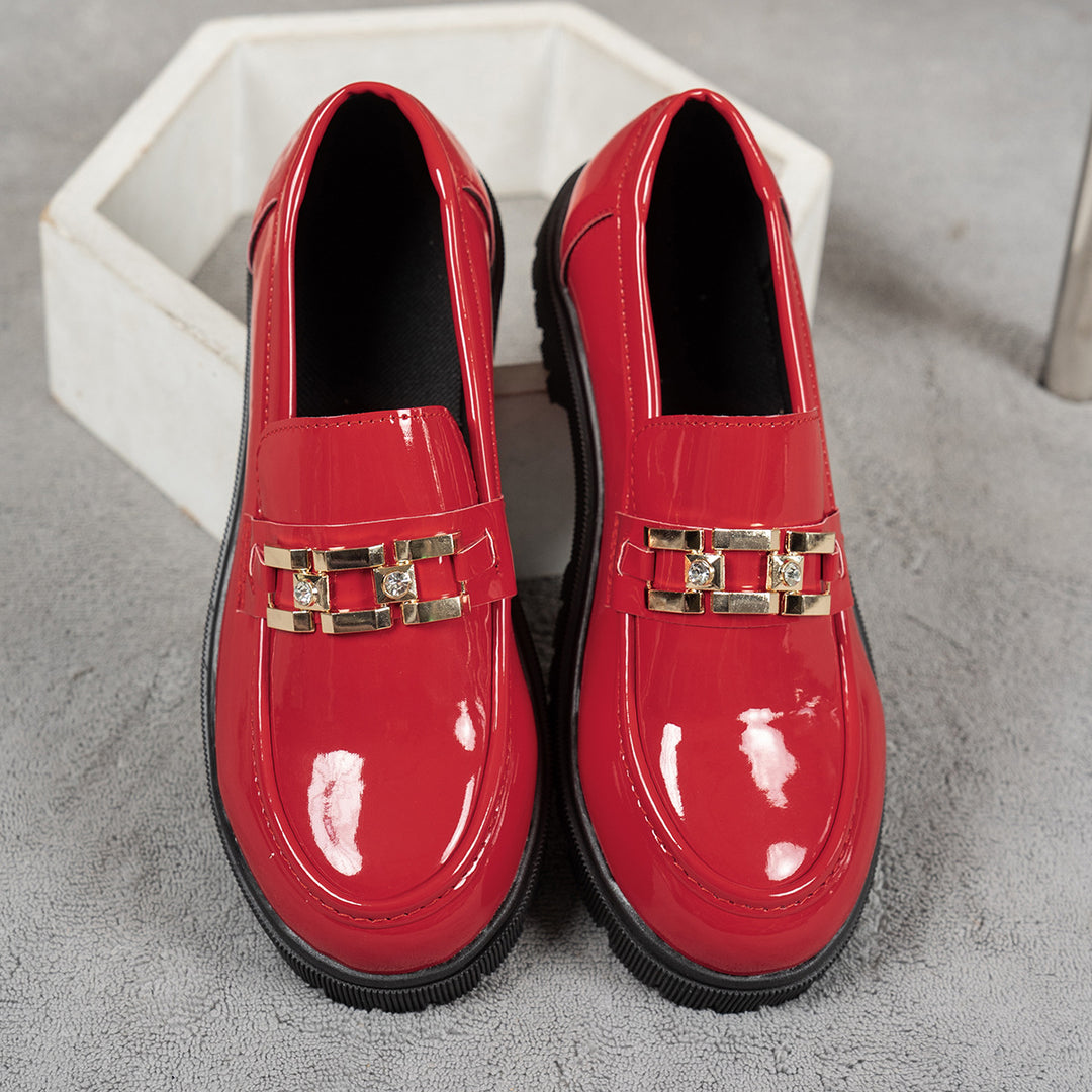 Damen Modische Loafers mit glänzender Oberflächenstruktur EB