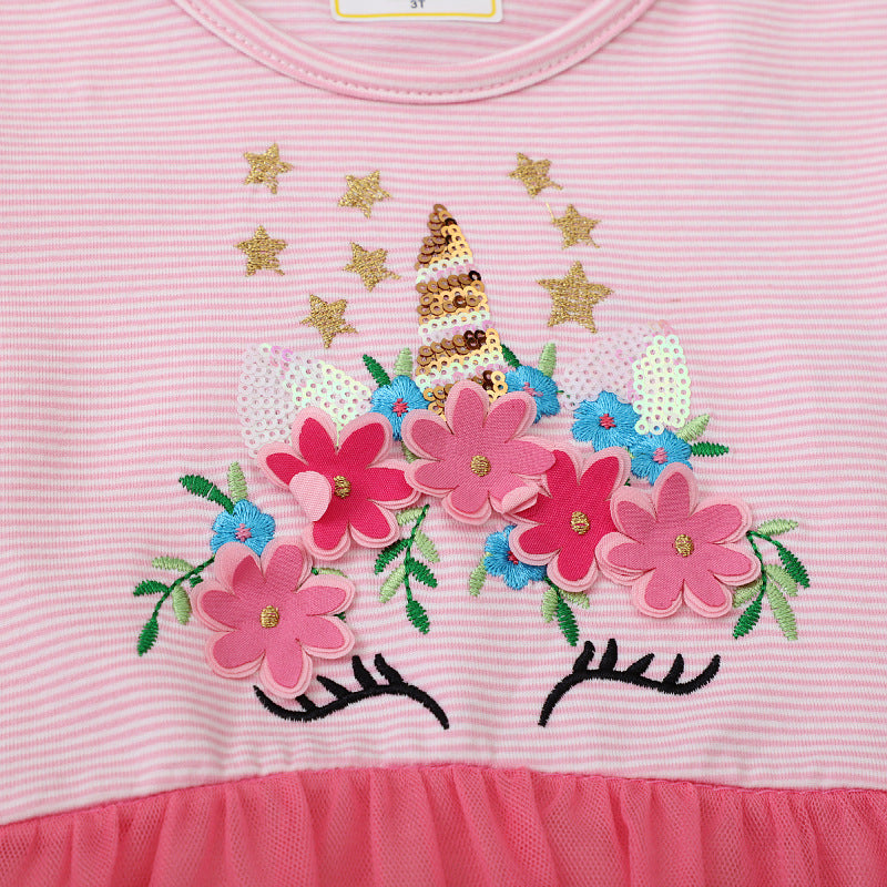 Mädchen Freizeitkleid mit bezaubernden Blumenstickereien EB