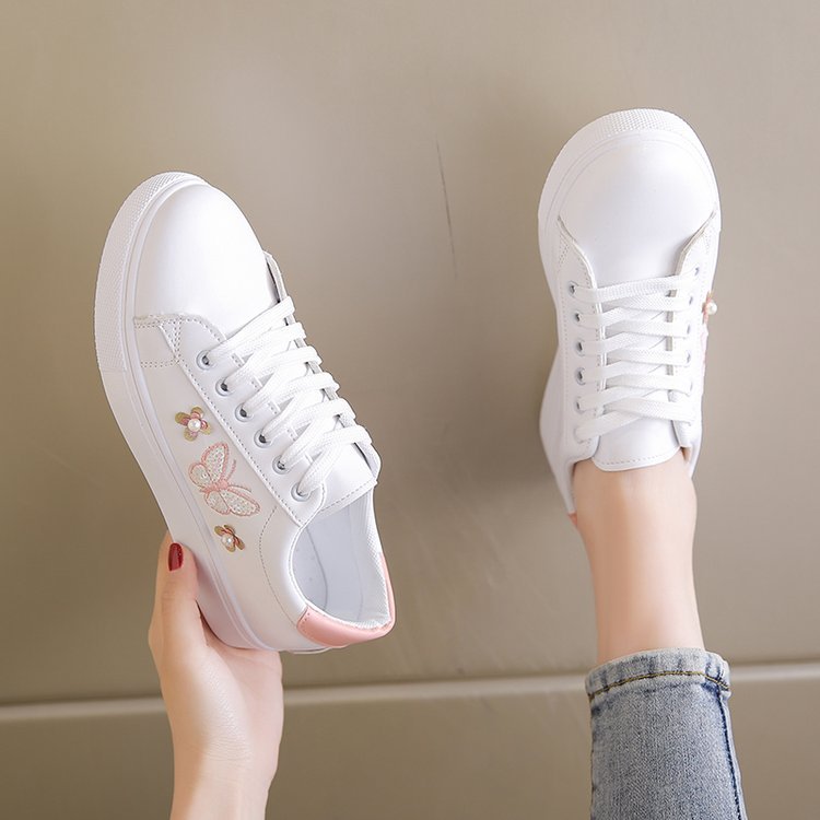 Damen Freizeit Sneakers mit verspieltem Schmetterlings- und Blumenmotiv EB