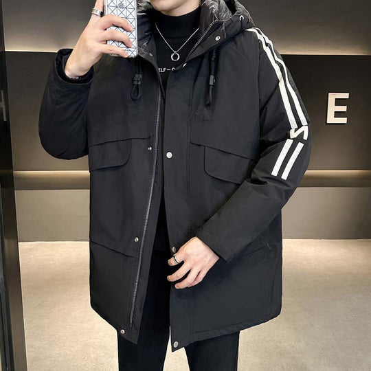Herren modische Winterjacke mit praktischen Taschen und hohem Kragen EB