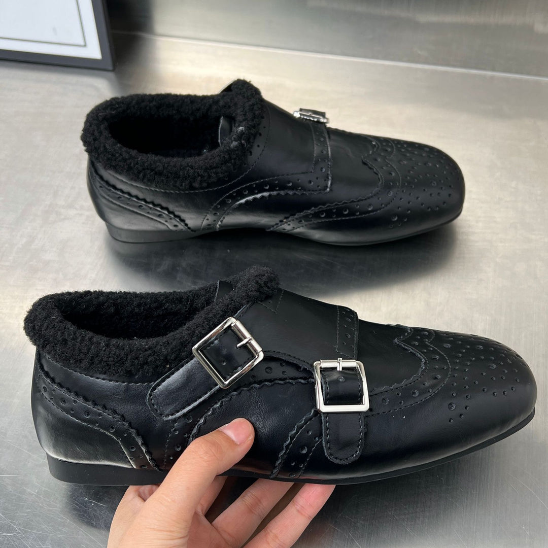 Damen elegante Mokassins mit modischen Schnallen und weichem Innenfutter EB