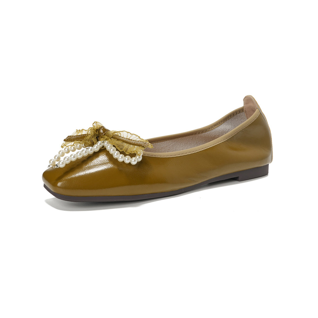Damen Ballerinas mit elegantem Schleifendetail und Perlenverzierung EB