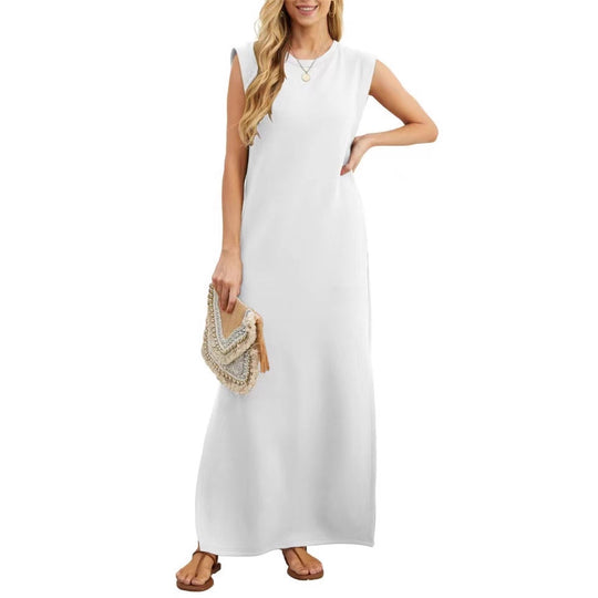 Damen Maxikleid mit modernen Schulterdetails und fließendem Schnitt EB
