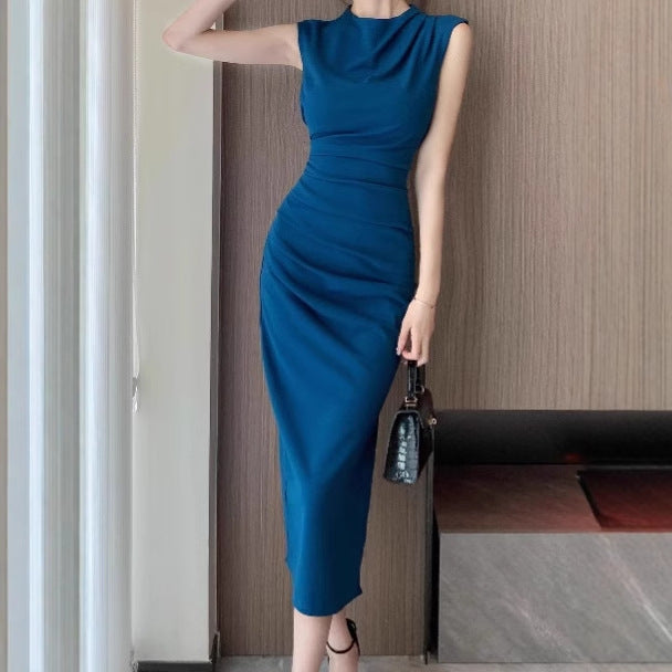 Damen Elegantes Midikleid mit figurformendem Design und Raffungen EB