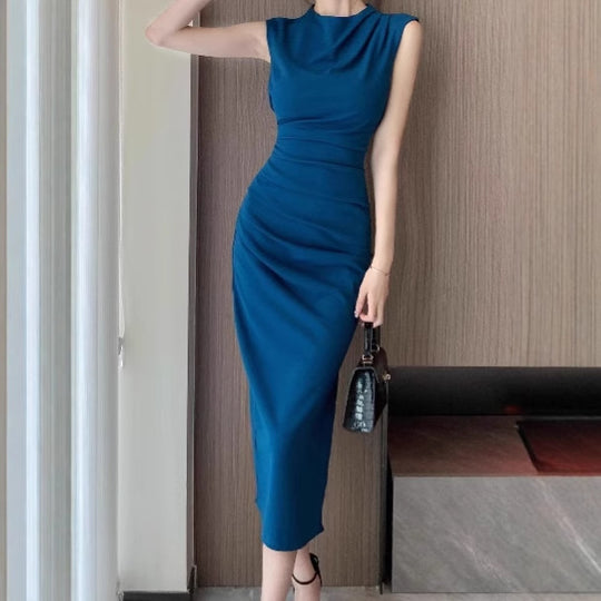 Damen Elegantes Midikleid mit figurformendem Design und Raffungen EB