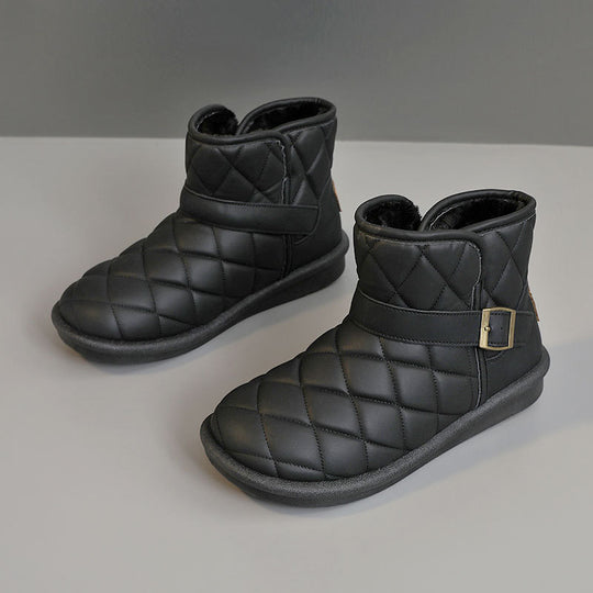 Damen modische warme Winterstiefel mit hochwertiger Isolierung und praktischem Klettverschluss EB