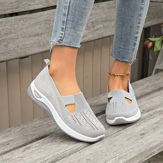 Damen Bequeme Slip-On Sneakers mit atmungsaktiver Netzstruktur EB