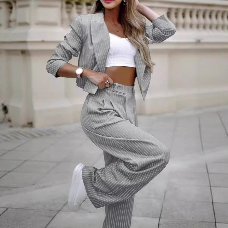 Damen Modisches Blazer- und Hosen-Set EB
