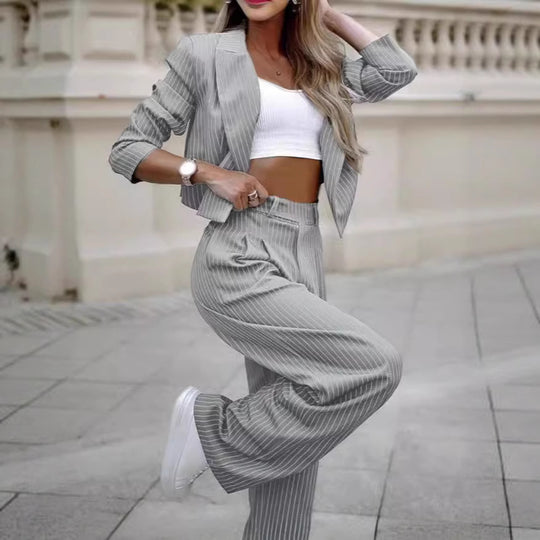 Damen Modisches Blazer- und Hosen-Set EB