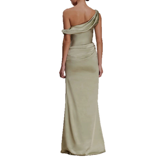 Damen Elegantes asymmetrisches Maxikleid mit raffinierter Drapierung EB