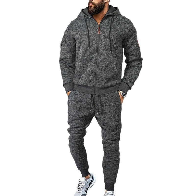 Herren sportives Freizeit-Set mit strukturiertem Hoodie und bequemen Jogginghosen EB