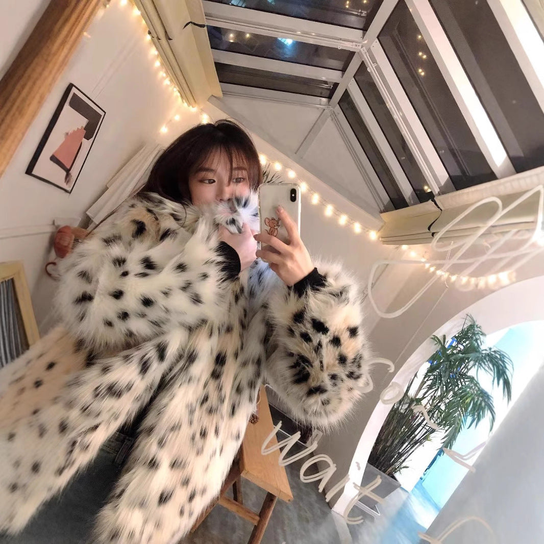 Damen Fluffy Kunstfell Jacket EB