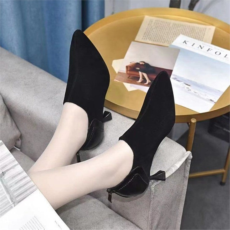 Damen spitze Slipper mit elegantem Absatz EB