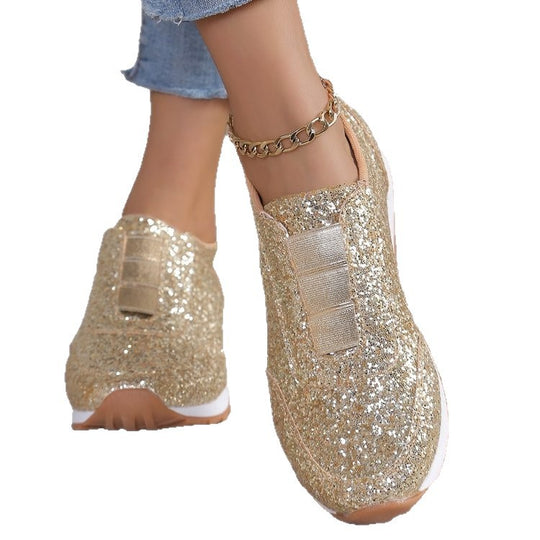 Damen Sportliche Glitter-Sneakers EB