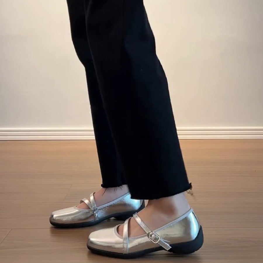 Damen Ballerinas mit verstellbarem Riemchen und gepolsterter Innensohle EB
