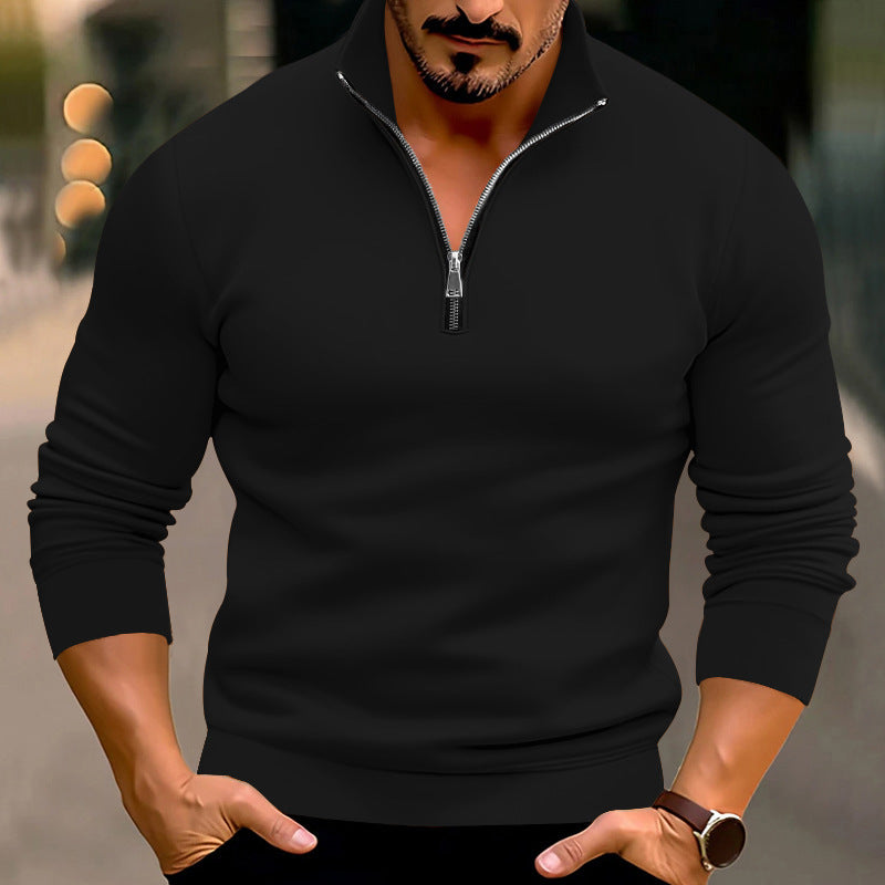 Herren Strickpullover mit halbem Reißverschluss und bequemem Schnitt EB