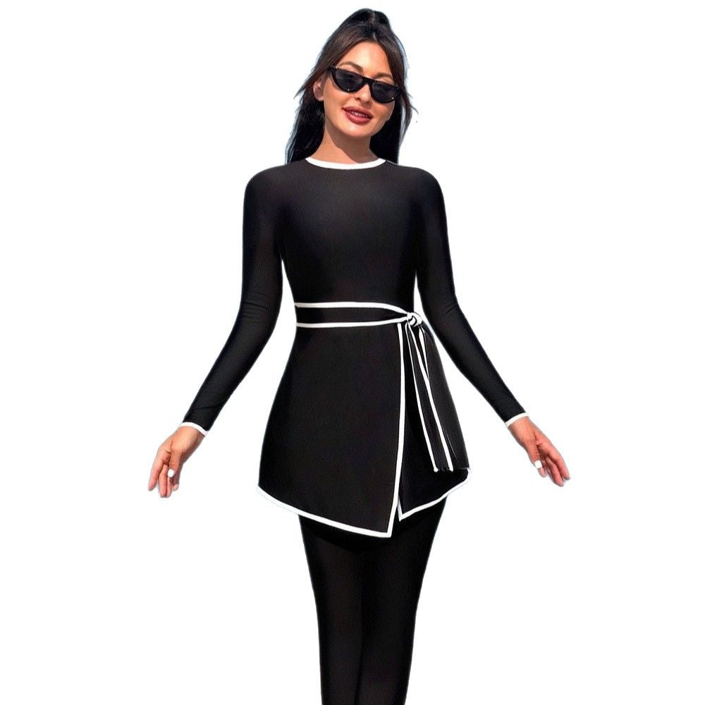Damen modischer Sportanzug mit Wickeldesign und UV-Schutz EB