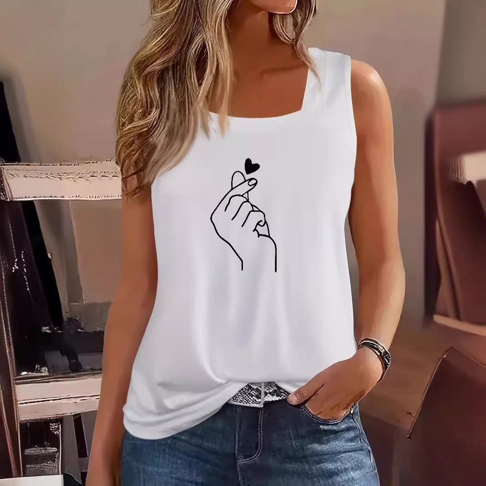 Damen ärmelloses T-Shirt mit kreativem Handdesign EB