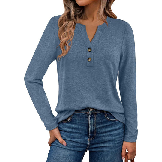 Damen Langarmshirt mit Knopfdetails EB