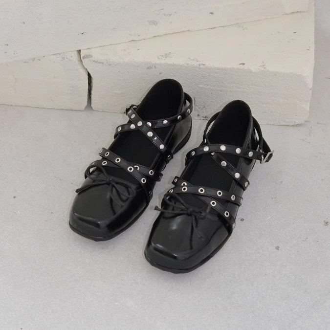 Damen Ballerinas mit elegantem Riemendesign und modischer Schnürung EB