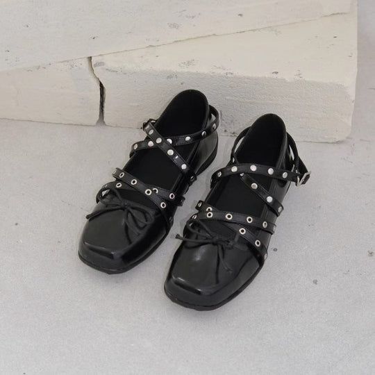 Damen Ballerinas mit elegantem Riemendesign und modischer Schnürung EB