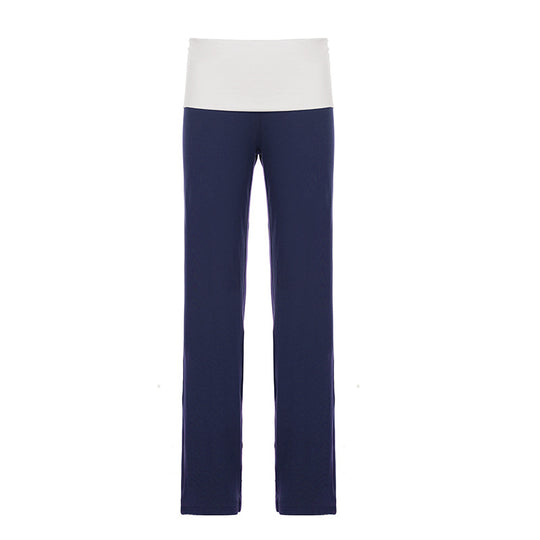 Damen nan weiche Yoga-Loungehose mit umklappbarem Bund und weitem Bein EB