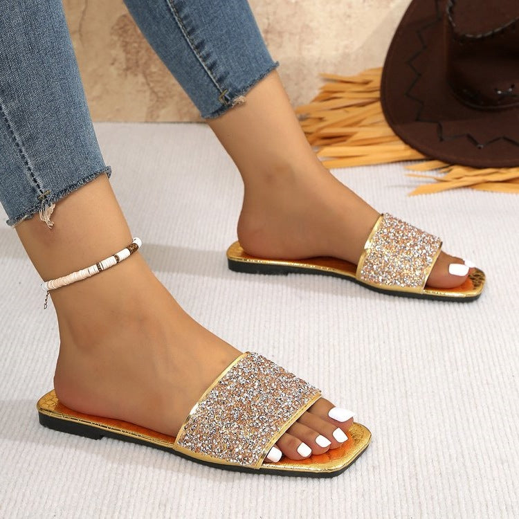 Damen Glitzernde Freizeitsandalen EB