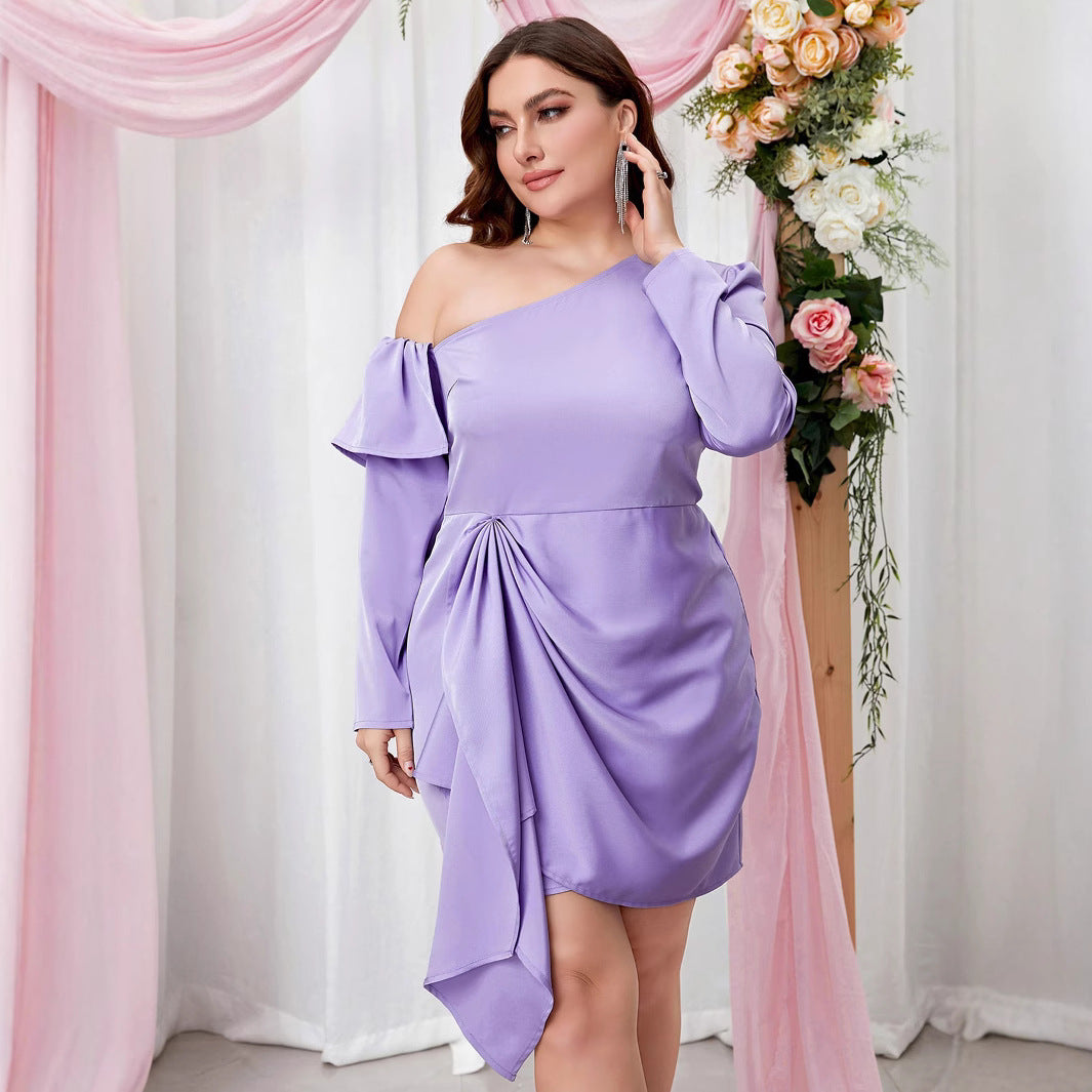 Damen figurbetontes One-Shoulder Kleid EB