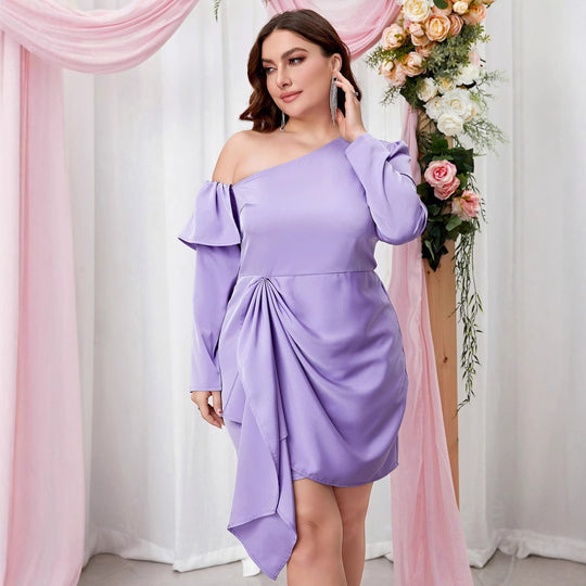 Damen figurbetontes One-Shoulder Kleid EB