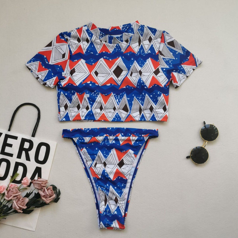 Damen Bikini-Set mit kurzem Oberteil und hohem Beinausschnitt EB