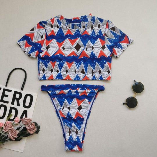 Damen Bikini-Set mit kurzem Oberteil und hohem Beinausschnitt EB