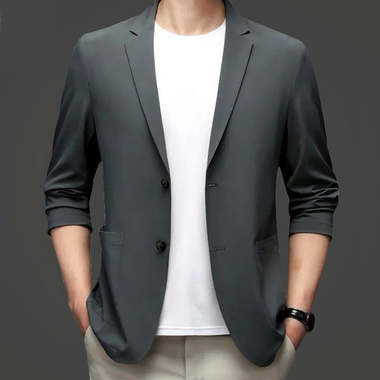 Herren legerer elastischer Sommerblazer mit dreiviertelärmeln und schlanker Passform EB