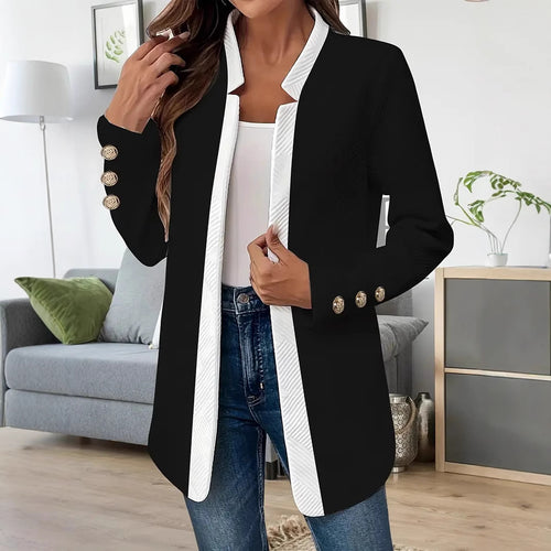 Damen Elegante und schicke Blazerjacke mit Kontrastdetails EB