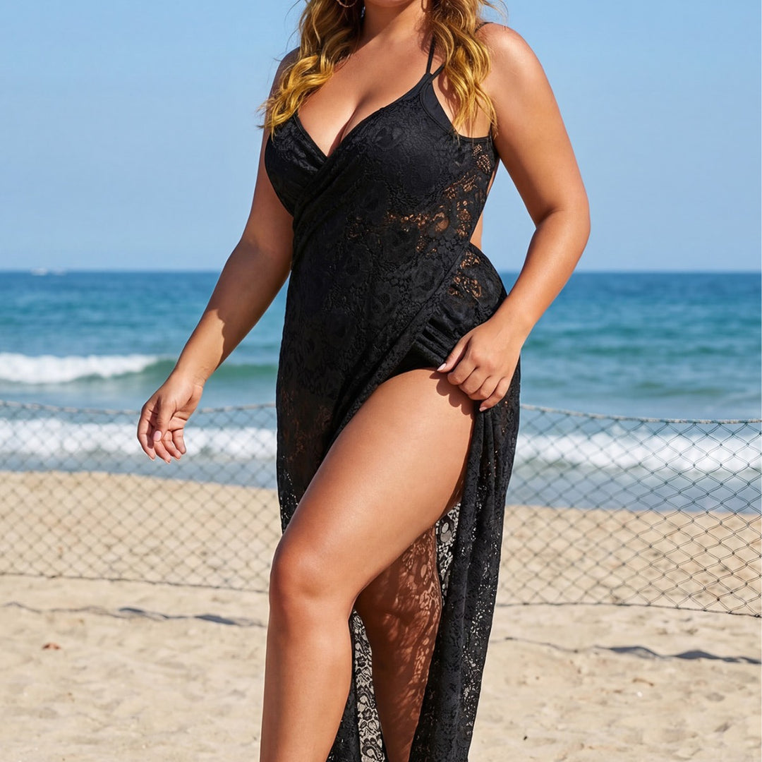 Damen Elegantes transparentes Strandkleid EB
