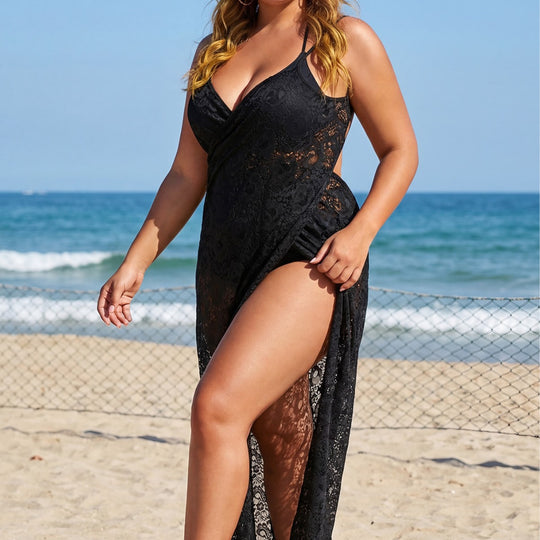 Damen Elegantes transparentes Strandkleid EB