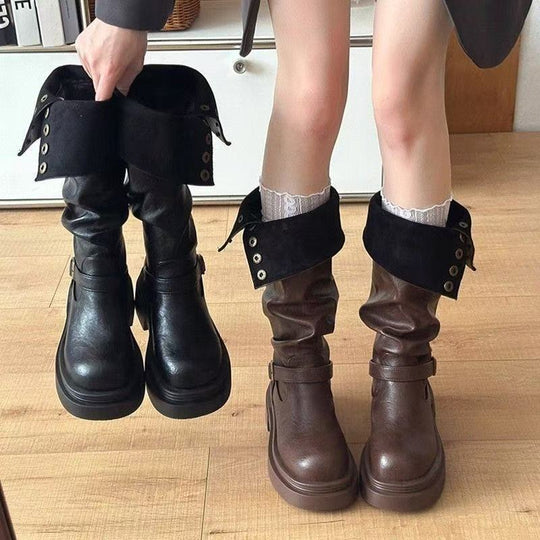 Damen Mode Stiefel mit eleganten Riemen und lässigem Design EB