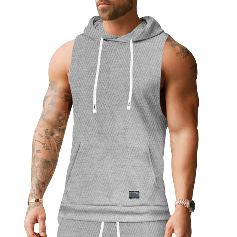 Unisex ärmelloses Kapuzenshirt mit Struktur EB