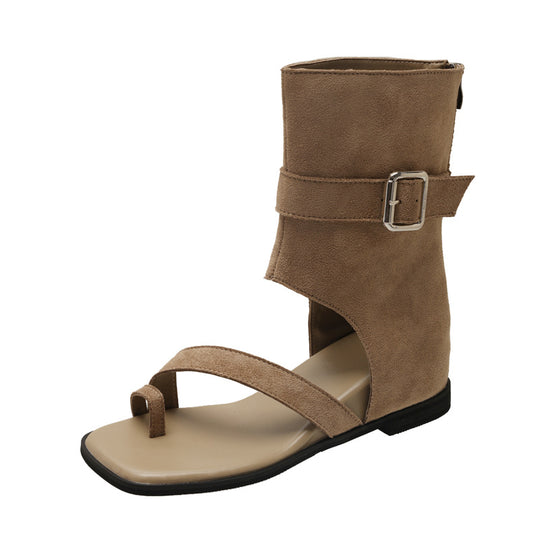 Damen Moderne Sandalenstiefel mit verstellbarem Riemen und elegantem Design EB