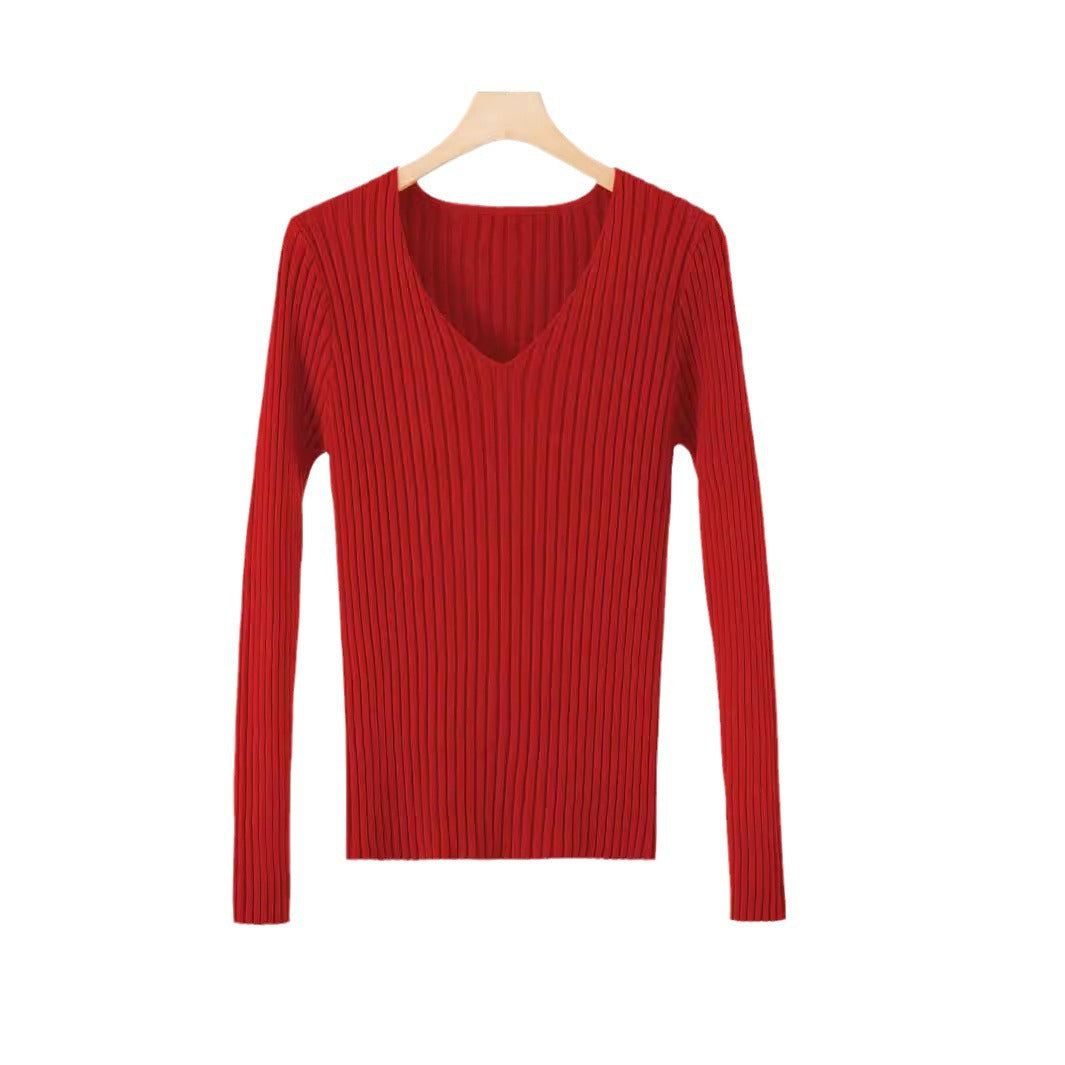 Damen Feinstrickpullover mit V-Ausschnitt und Rippenstruktur EB