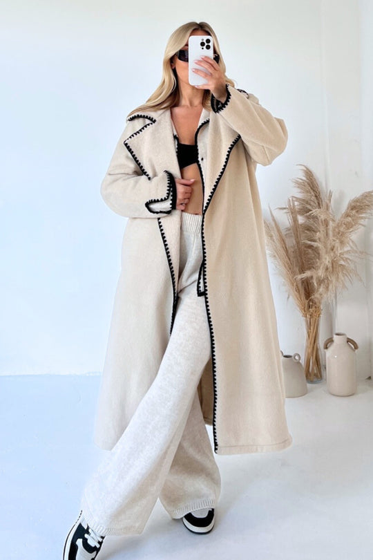 Damen Elegante Boucle-Mantel EB