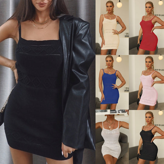 Damen elegantes Strickkleid mit verzierten Details EB